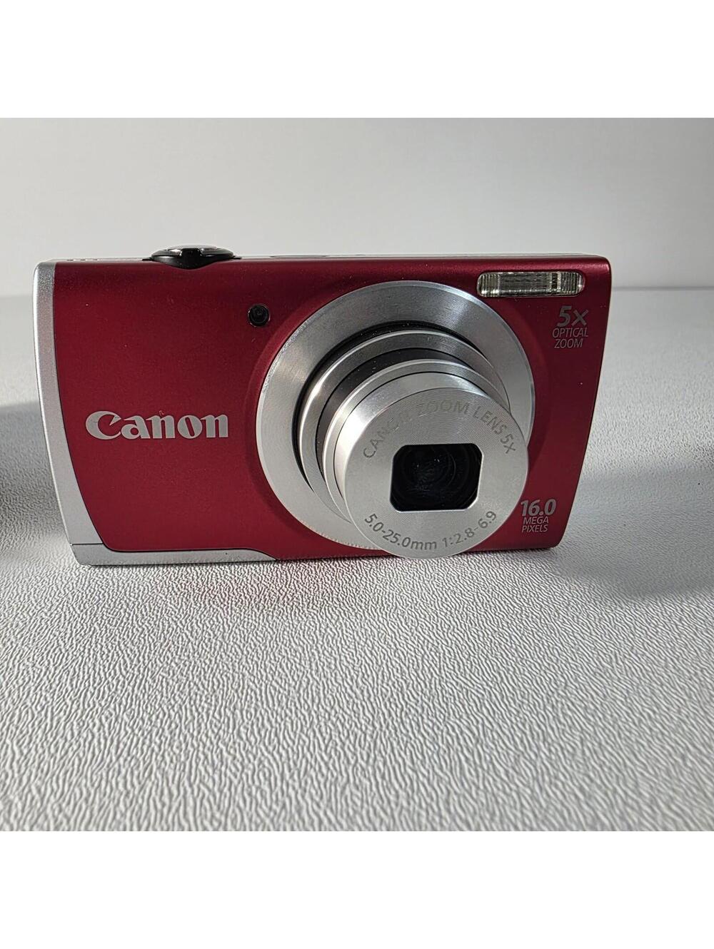 Canon PowerShot A2500 HD 16MP Digital Camera Red Tested + Charger SD Card Batt